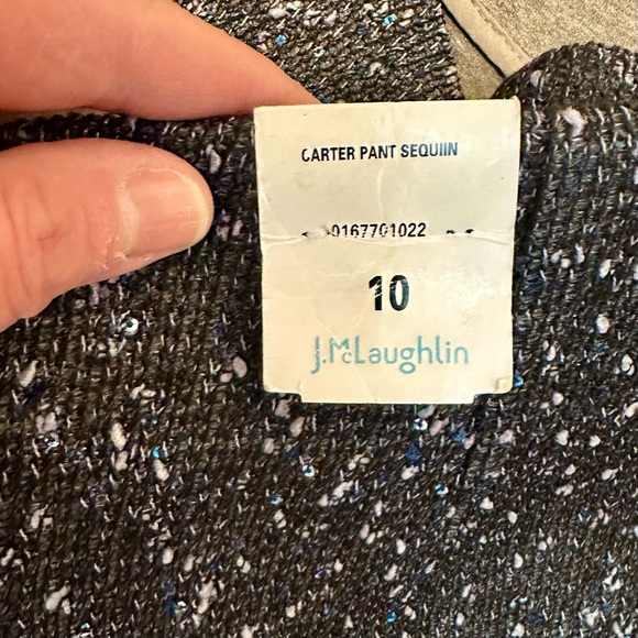 J.Mclaughlin Women’s Carter Navy Sequin High Waist Wide Leg Pants Size 10L‎ - Picture 4 of 11